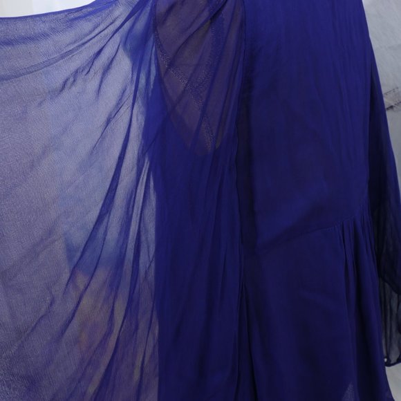 Free People Purple Beaded Detail Wide Sheer Sleeve 70's Inspired Boho S XS Top - Picture 12 of 12